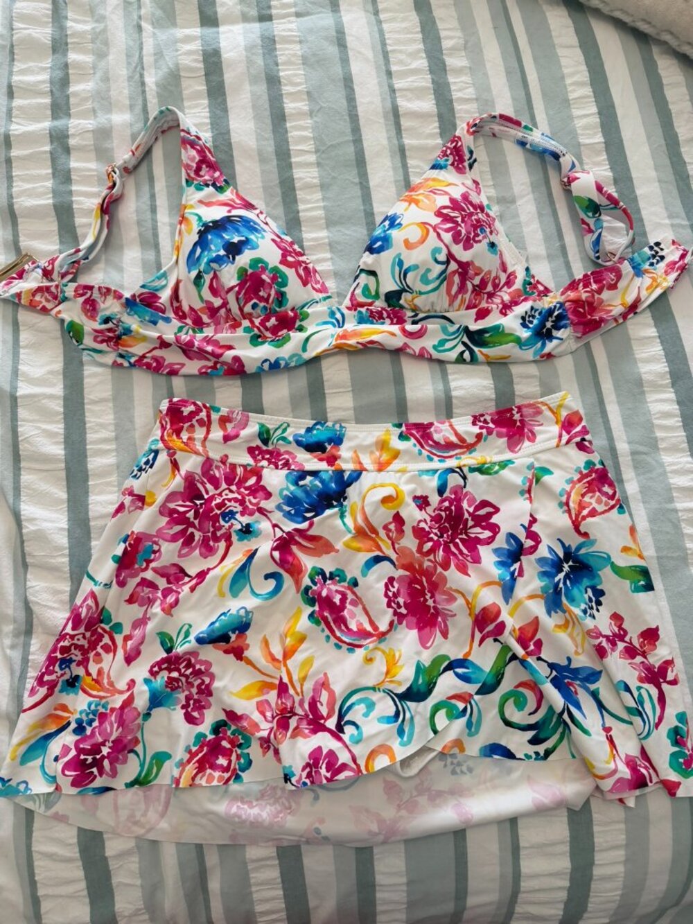 Anne Cole Watercolor Paisley Swim Skort and Bikini Top